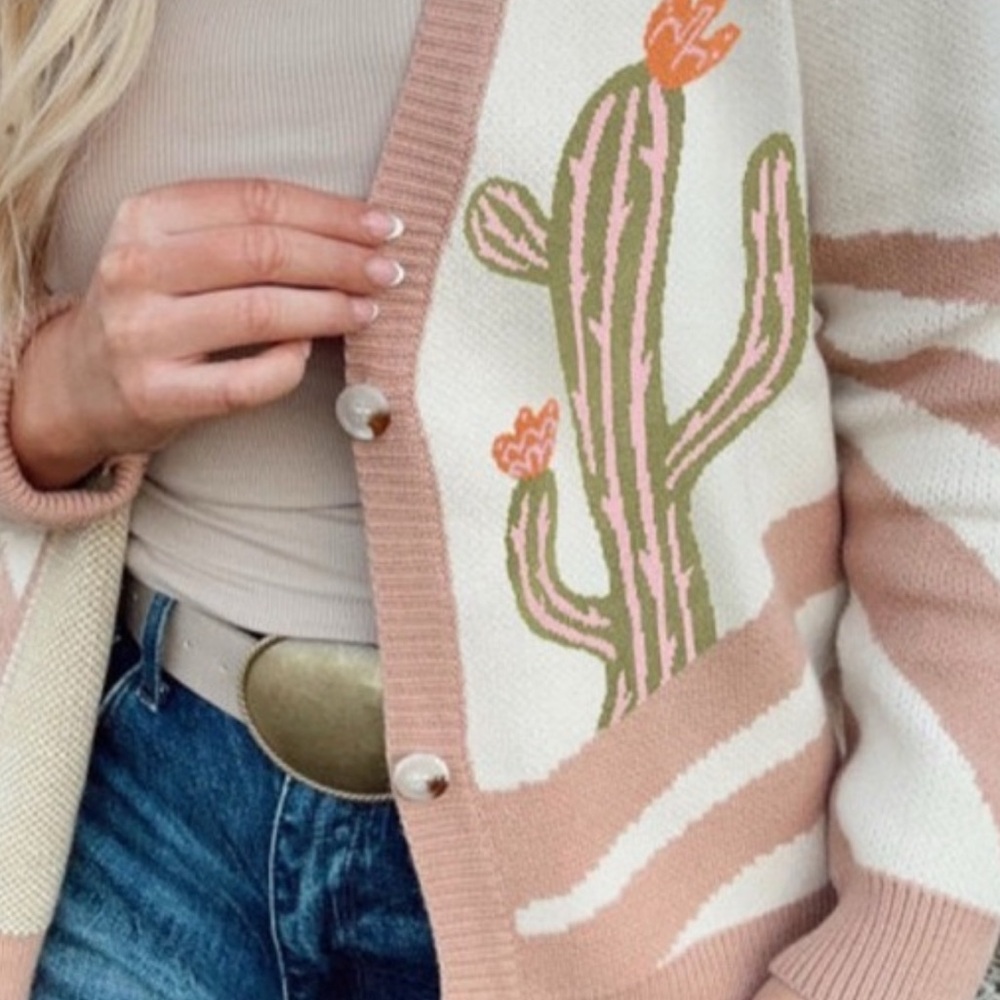 Cowgirl Cactus Sweater Cardigan - Picture 6 of 13